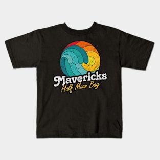 Mavericks Half Moon Bay California Surfing Surf Sunset Wave Kids T-Shirt